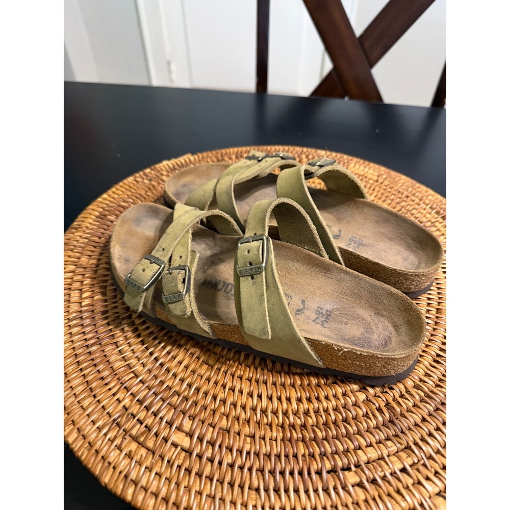 Birkenstock Franca Olive Green Nubuck Leather Strappy Sandals Womens 37 L6 M4 - Picture 6 of 9